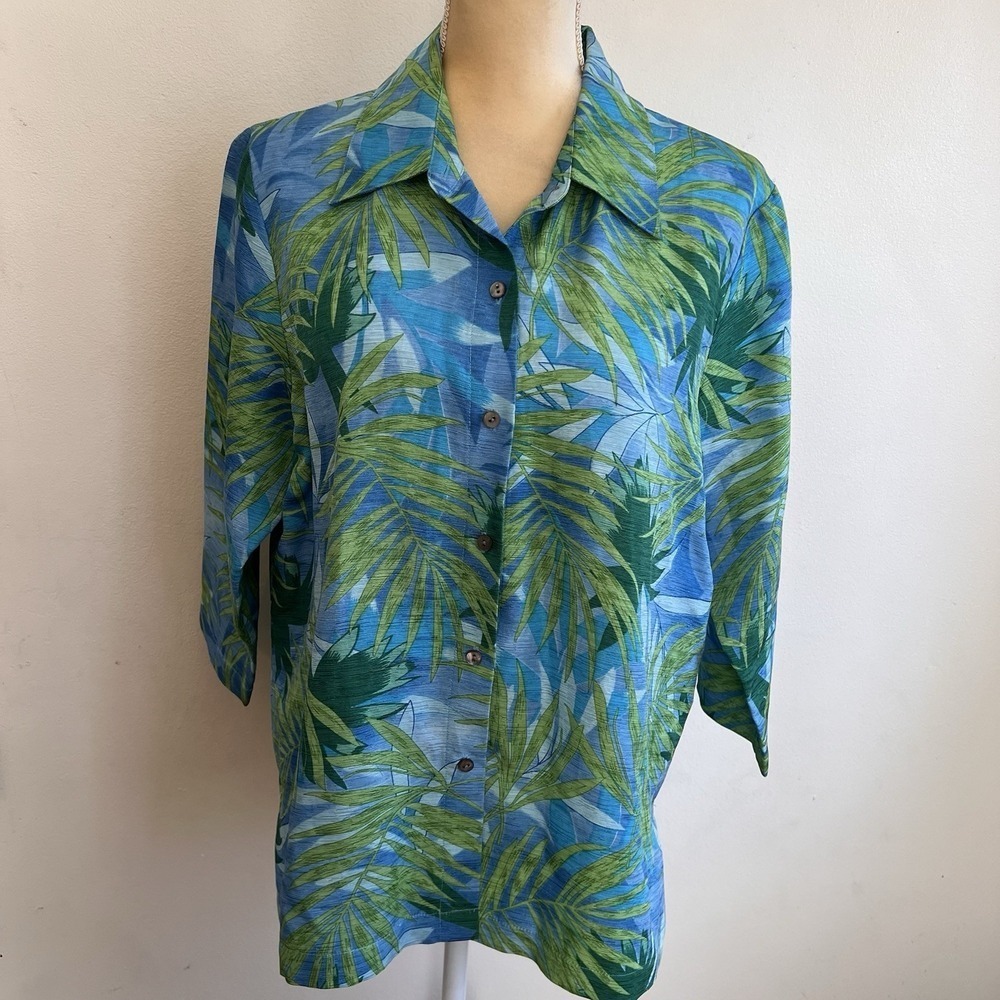 French laundry relaxed button up blouse silk linen blend natural fibers Large
